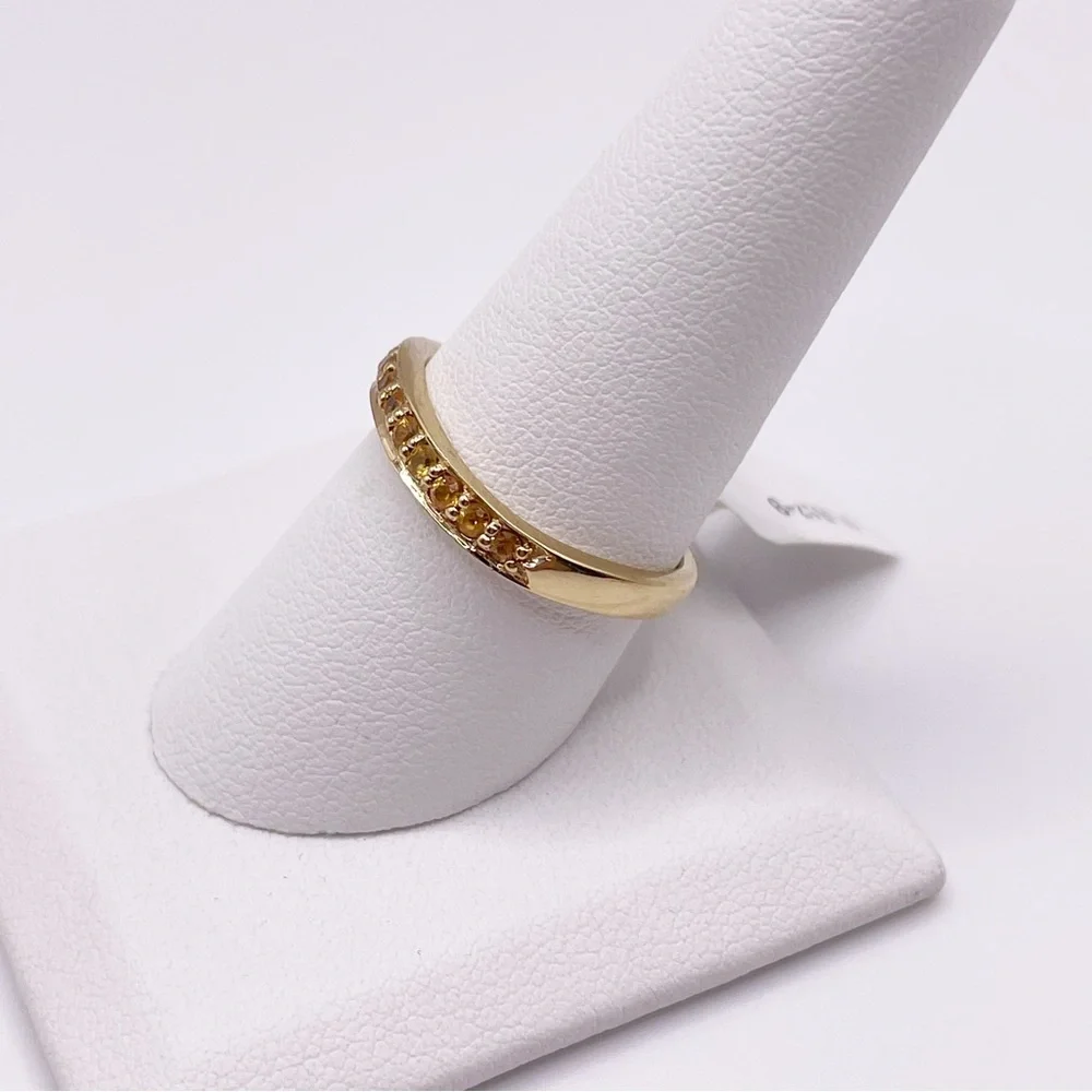 JTV Cubic Zirconia Gold Band Ring over Sterling Silver